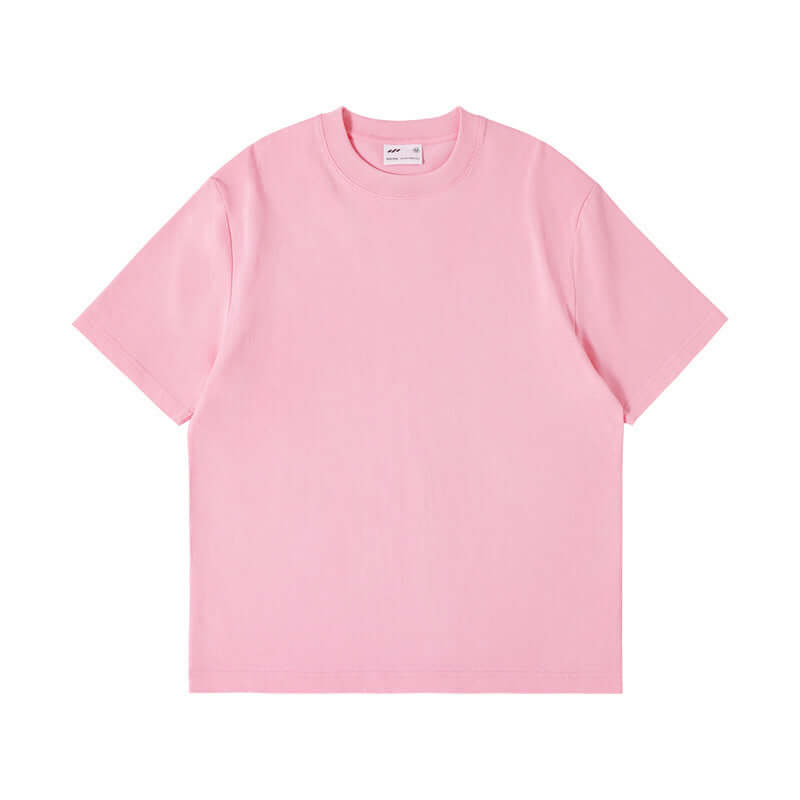Xinjiang cotton heavyweight t-shirt en color rosa, cómodo y elegante, ideal para los jóvenes adultos.