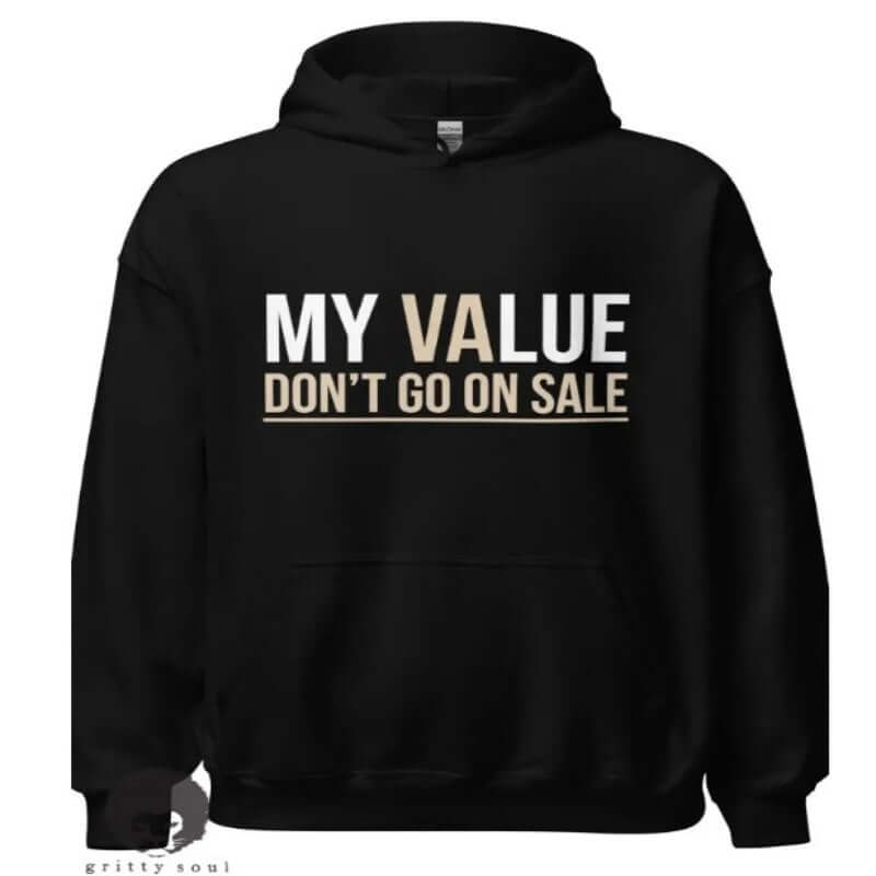 sweatshirt con capucha de dibujos animados para adolescentes en color negro con diseño de texto en blanco y dorado