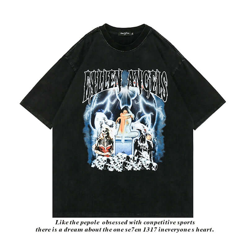 Camiseta hip hop calavera chica con diseño urbano y gráfico atractivo, ideal para expresar estilo personal.