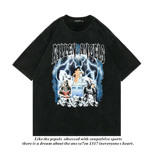 Camiseta hip hop calavera chica con diseño urbano y gráfico atractivo, ideal para expresar estilo personal.