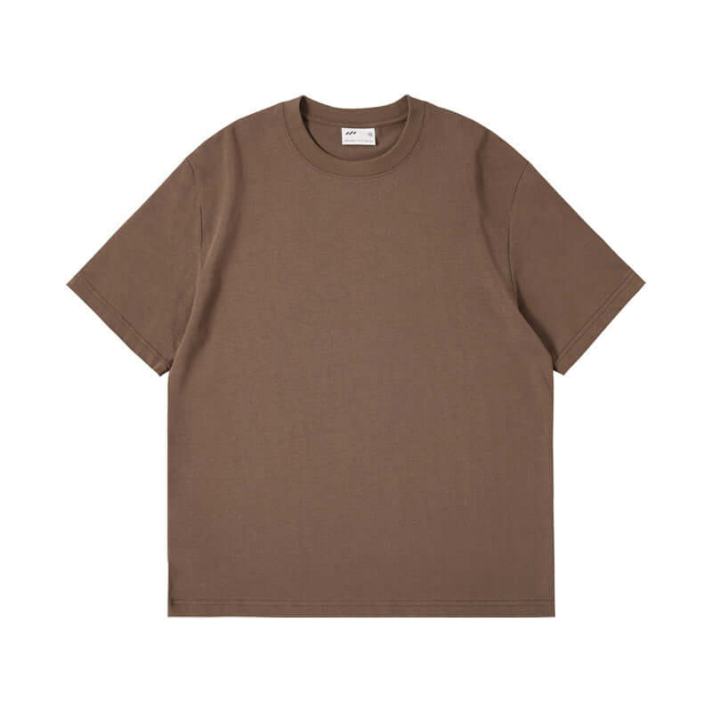 Xinjiang cotton heavyweight t-shirt en color marrón de manga corta y cuello redondo.