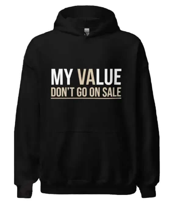 sweatshirt con capucha de dibujos animados para adolescentes en color negro con diseño de texto en blanco y dorado