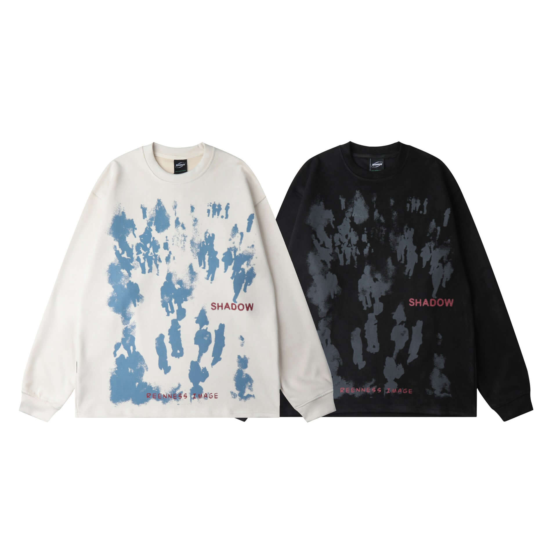 Camisas de manga larga abstractas en blanco y negro con estampados, parte de la colección abstract heavyweight antler leather long sleeve.