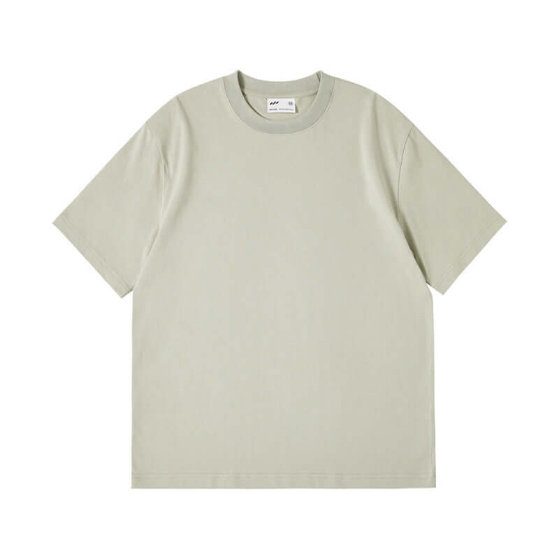 Xinjiang cotton heavyweight t-shirt en color verde jaspeado, con cuello redondo y mangas cortas.