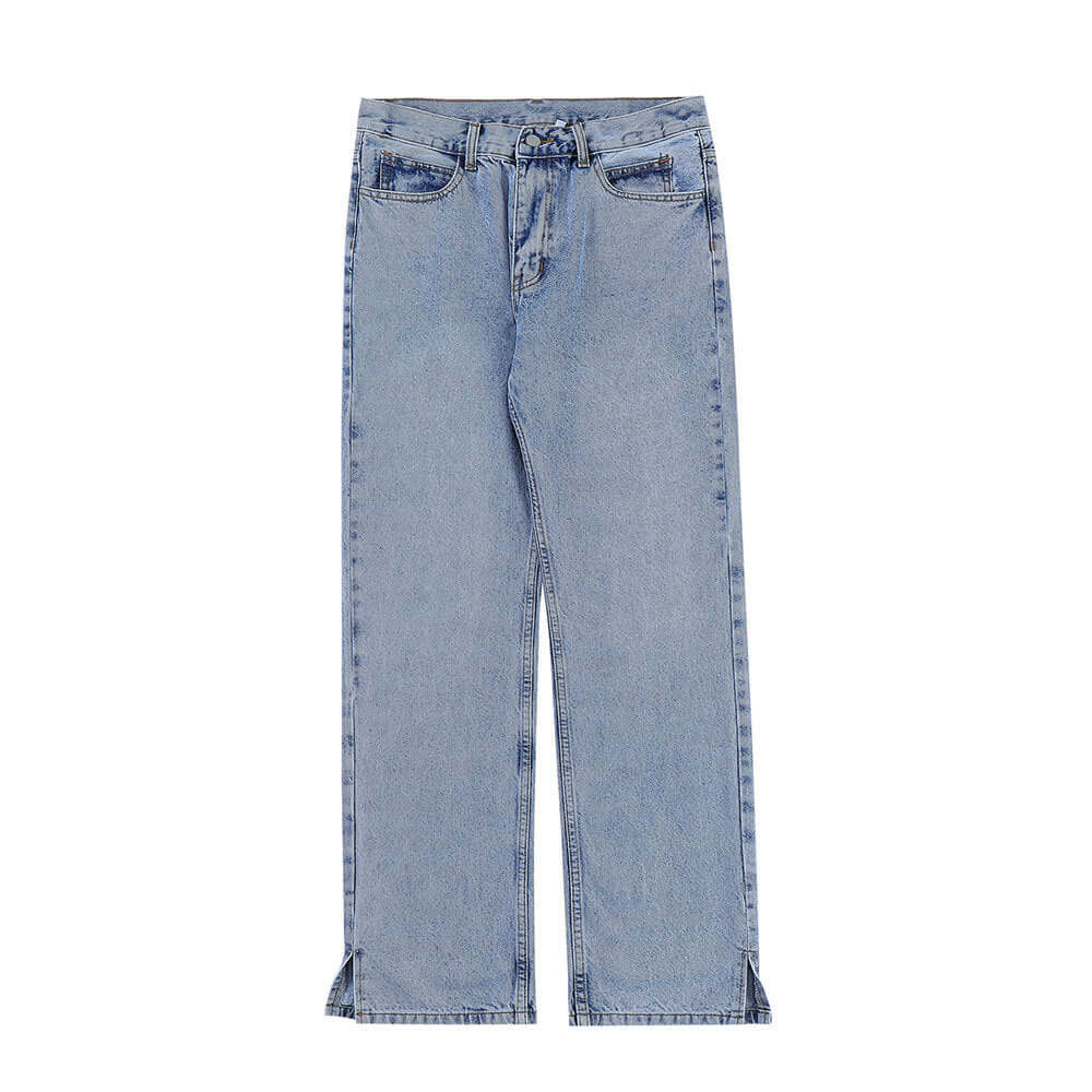 Jeans de moda para hombres en color azul claro, diseñados con estilo coreano y algodón de alta calidad.