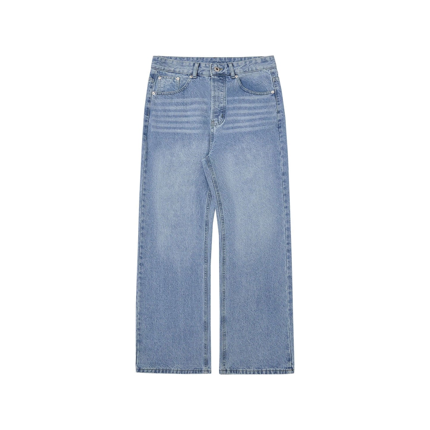 jeans para adolescentes con cintura media en color azul, pantalones de pierna recta con micro elasticidad.