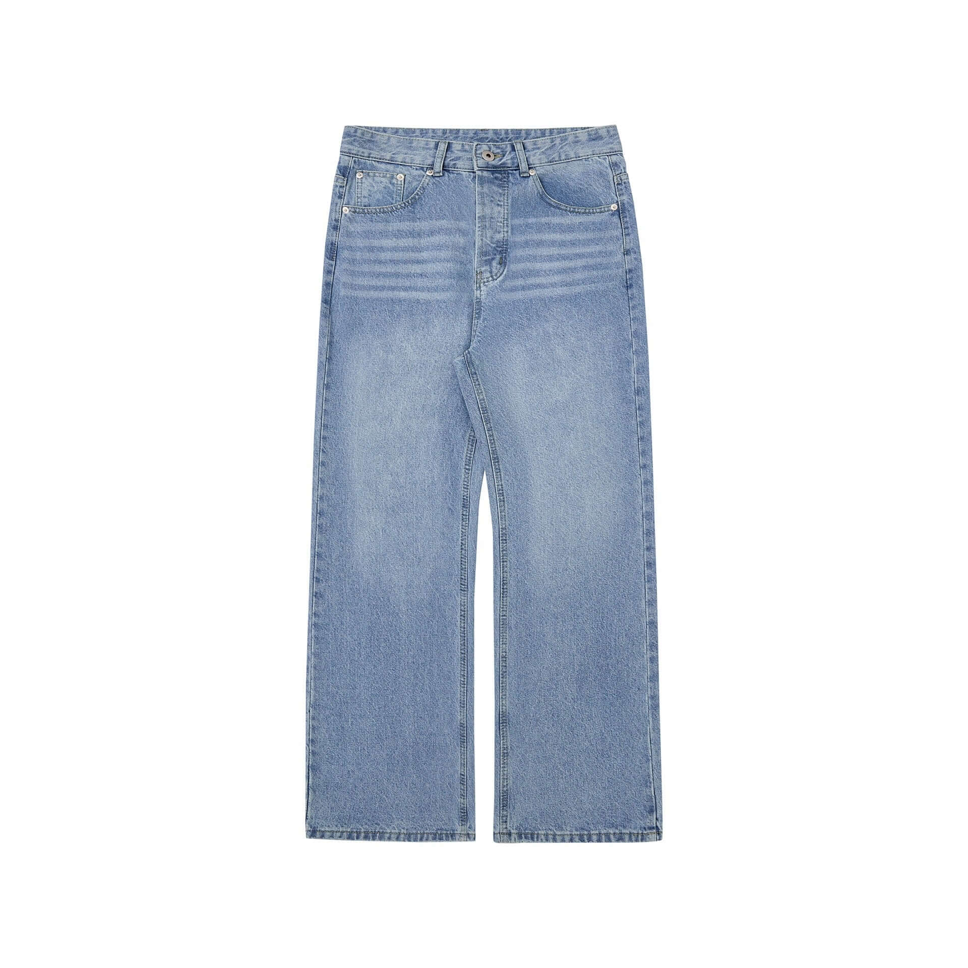 jeans para adolescentes con cintura media en color azul, pantalones de pierna recta con micro elasticidad.