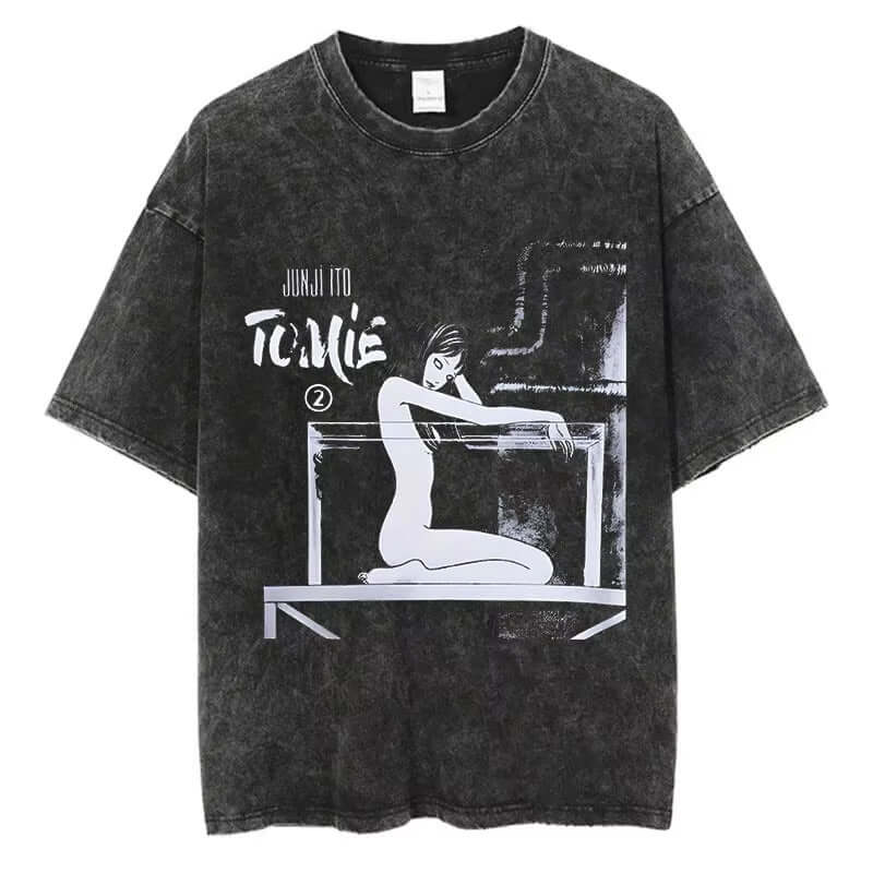 Camiseta Men's Fashion Washed Streetwear con impresión gráfica de estilo contemporáneo.